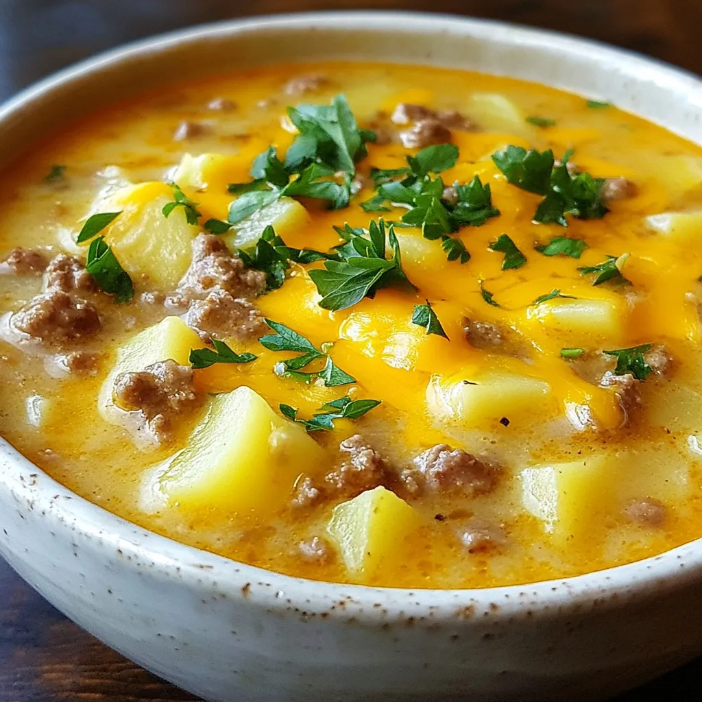 Cheesy Beef &#038; Potato Soup Rich and Comforting Flavor
