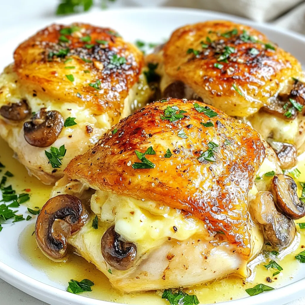 Mushroom Stuffed Chicken in Garlic Butter Delight
