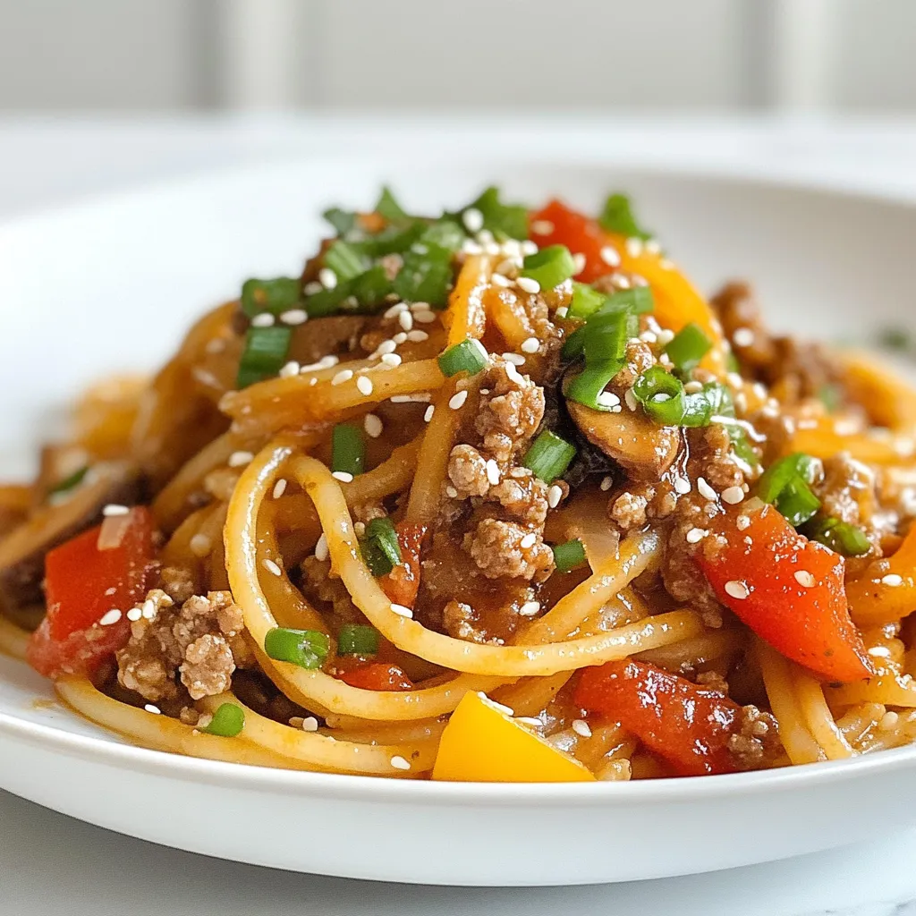 Quick Asian Pasta with Meat Sauce Savory Delight