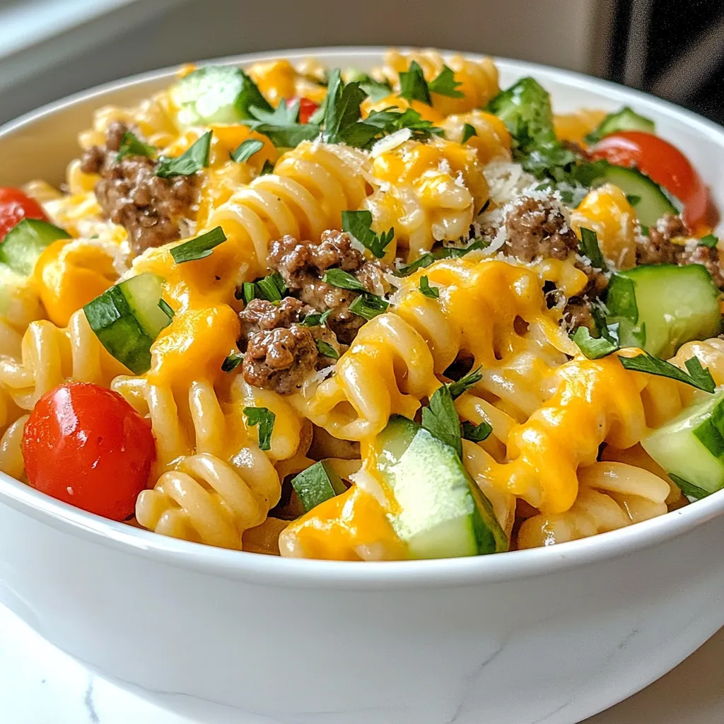 Loaded Cheeseburger Alfredo Creamy Pasta Delight