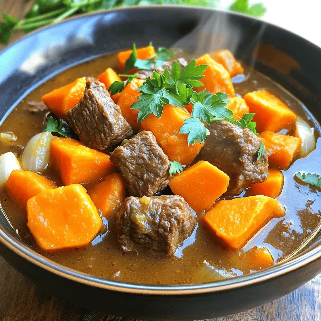 Savory Slow Cooker Beef and Sweet Potato Stew Recipe