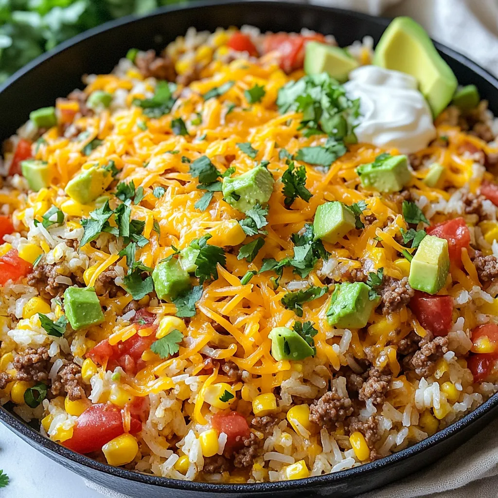 Cheesy Taco Rice Skillet Easy One-Pan Dinner Recipe