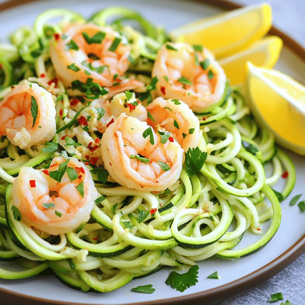 Minute Garlic Shrimp Zoodle Noodles Quick Meal Delight
