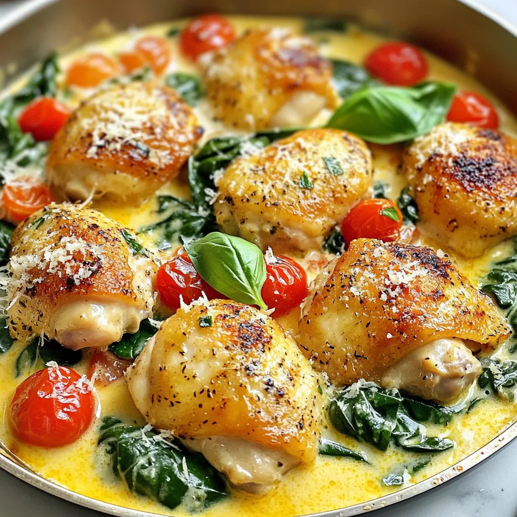 Keto Chicken Spinach Tomato Skillet Quick Dinner Recipe
