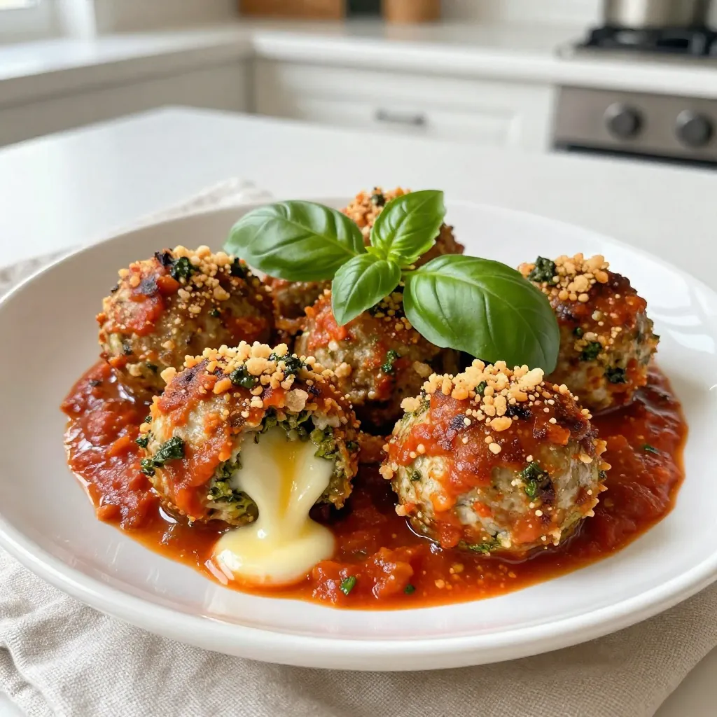 Pesto Mozzarella Stuffed Meatballs Simple and Tasty