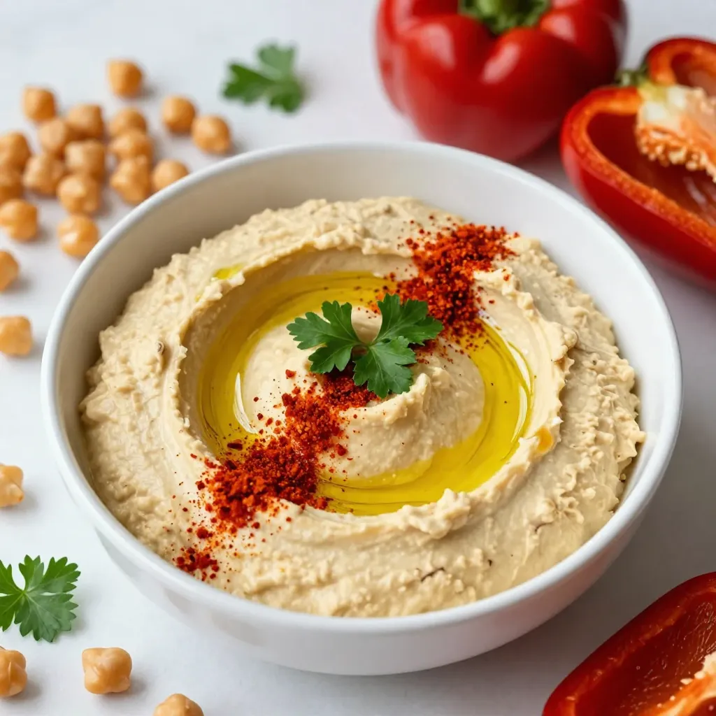 Roasted Red Pepper Hummus Tasty and Creamy Dip