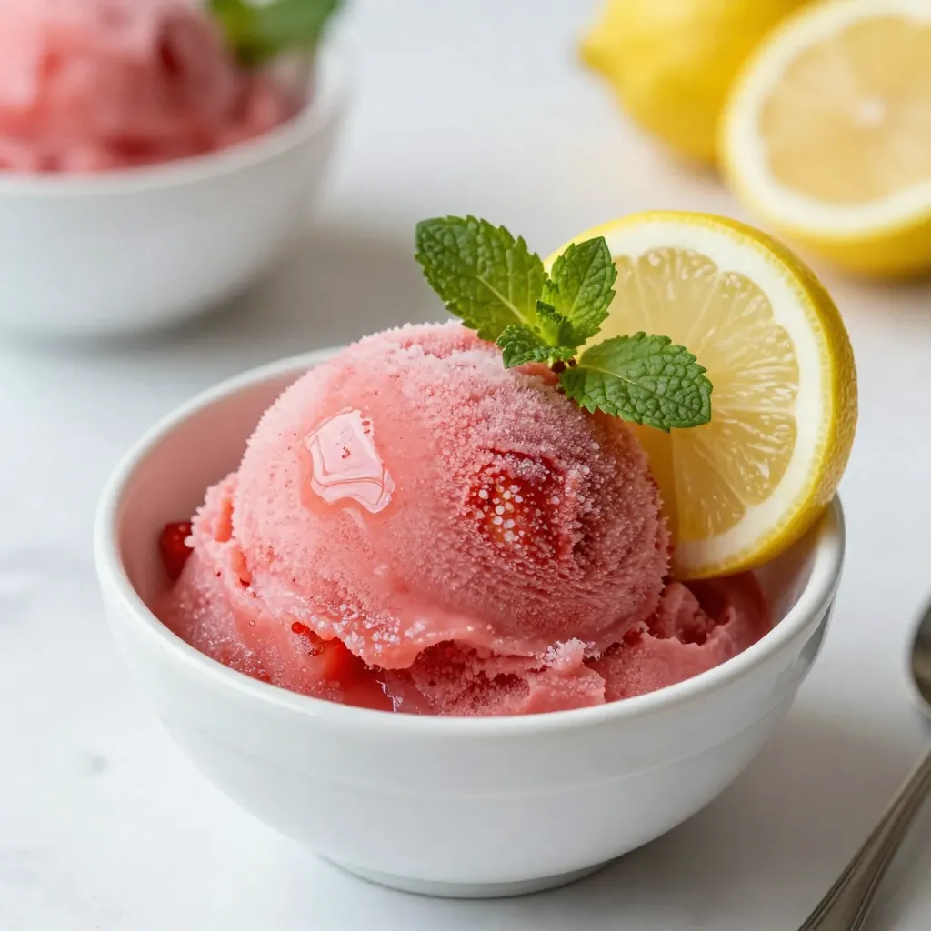 Frozen Strawberry Lemonade Sorbet Refreshing Summer Treat