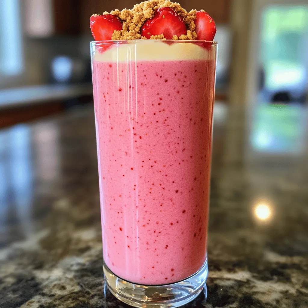 Strawberry Cheesecake Protein Smoothie Quick and Easy