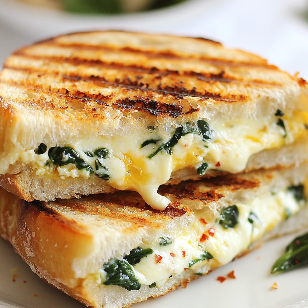 Melted Cheese and Spinach Grilled Panini Delight