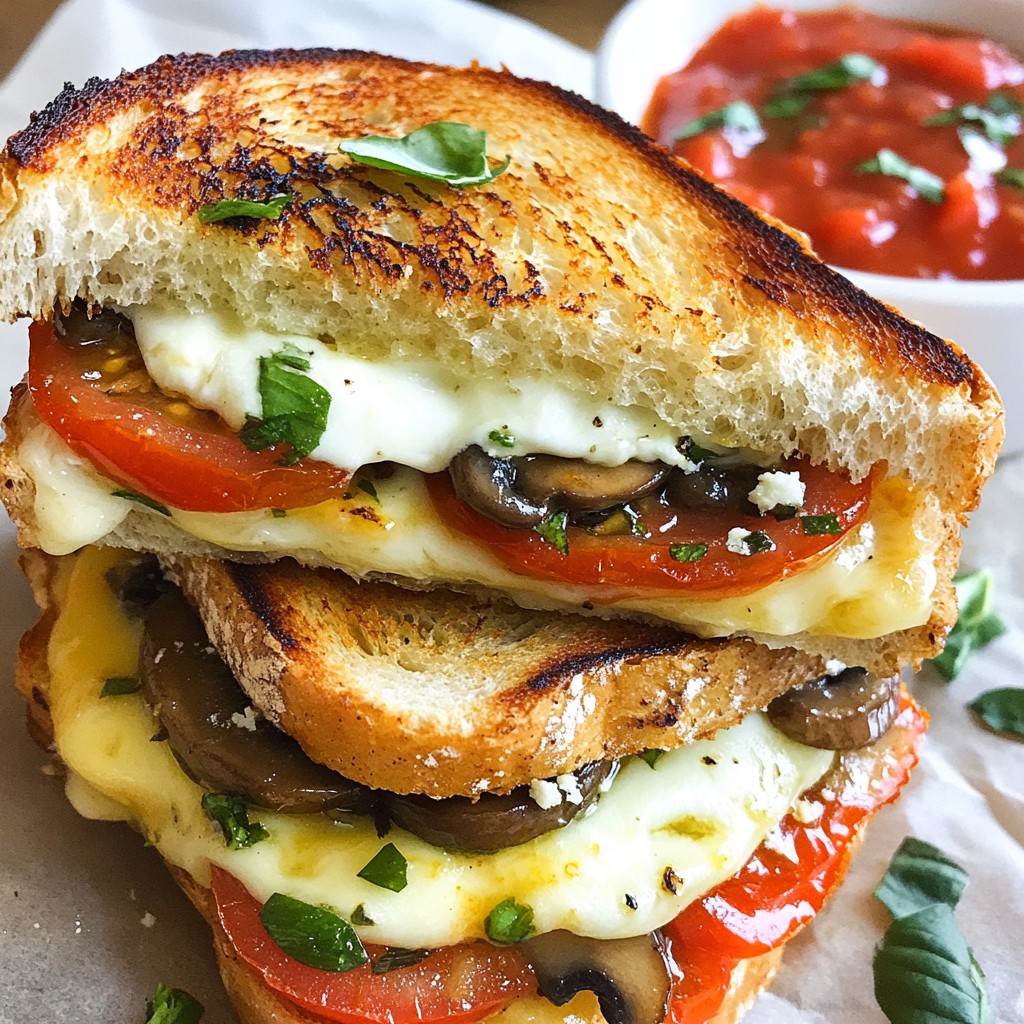 Cheesy Mushroom and Tomato Grilled Cheese Delight