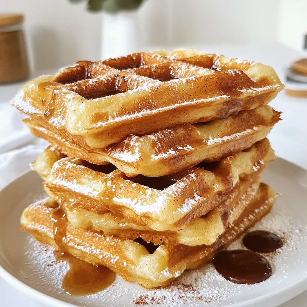 Churro Waffles with Chocolate Sauce Decadent Delight