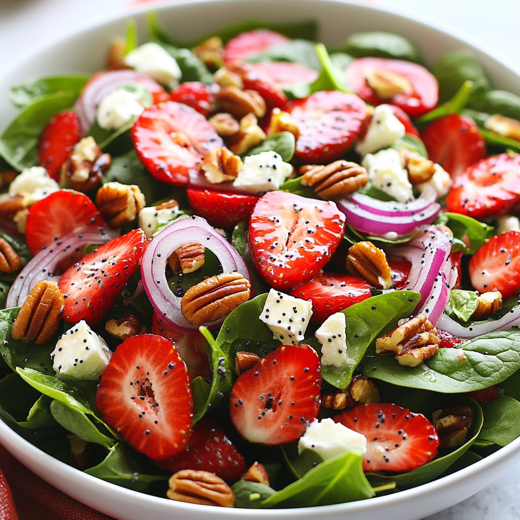 Savory Strawberry Spinach Salad with Poppyseed Dressing