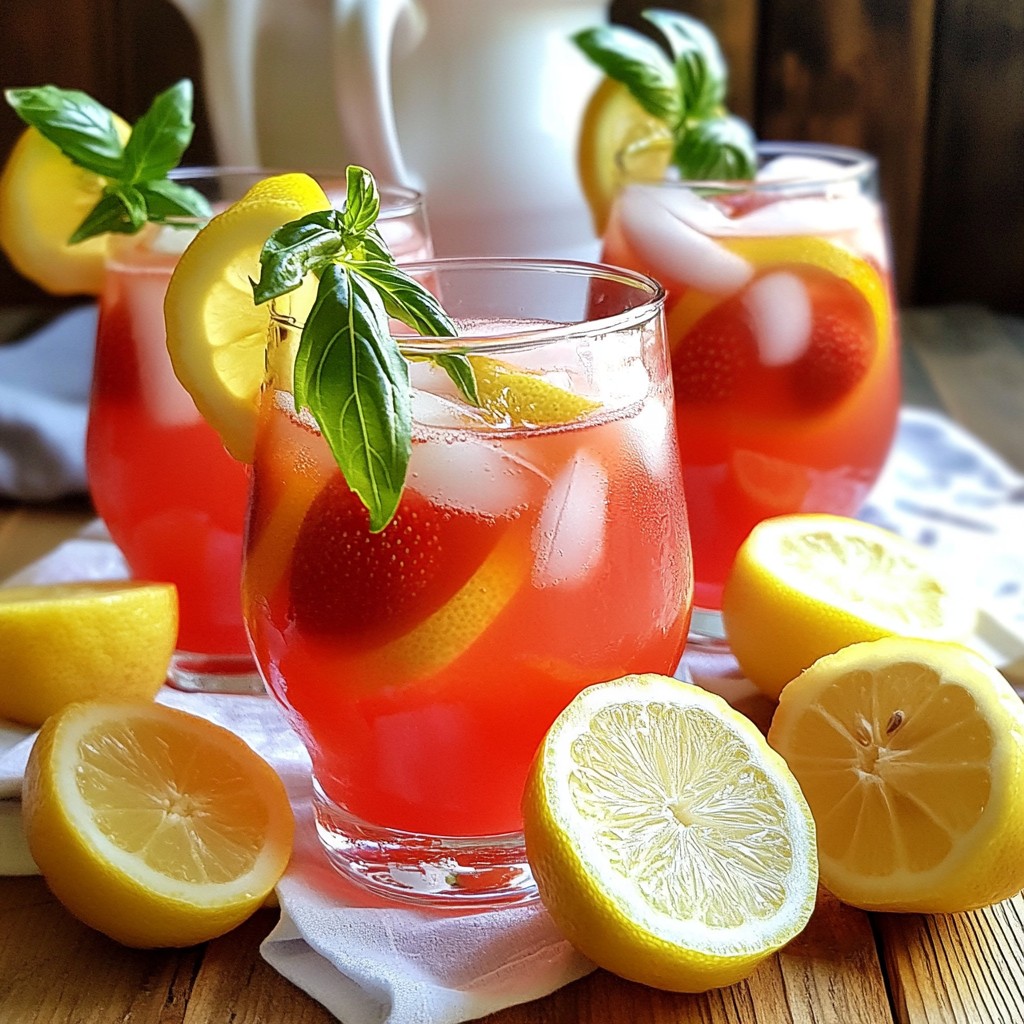 Fresh Strawberry Basil Lemonade Refreshing Summer Drink