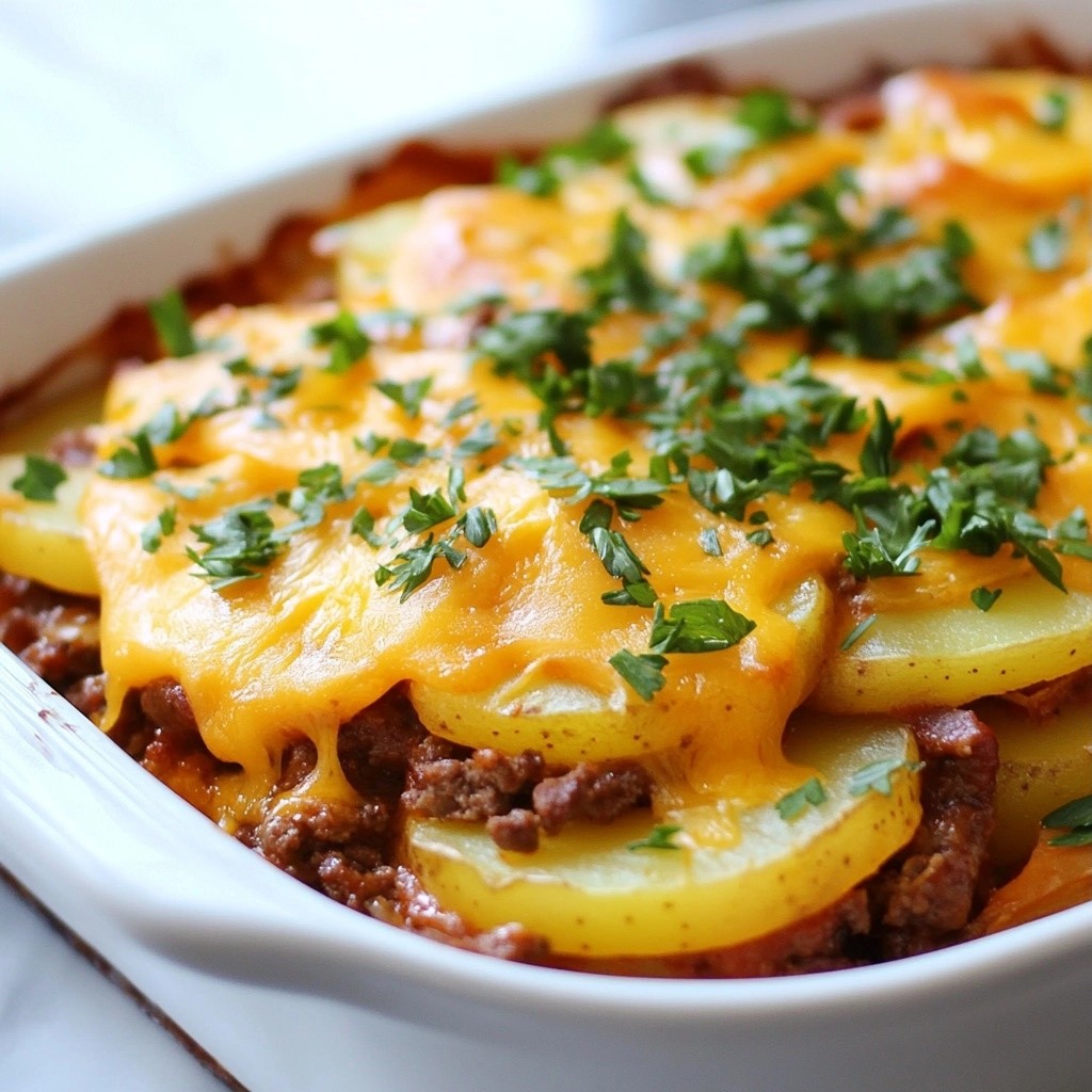 Hearty Cheesy Beef and Potato Casserole Delight