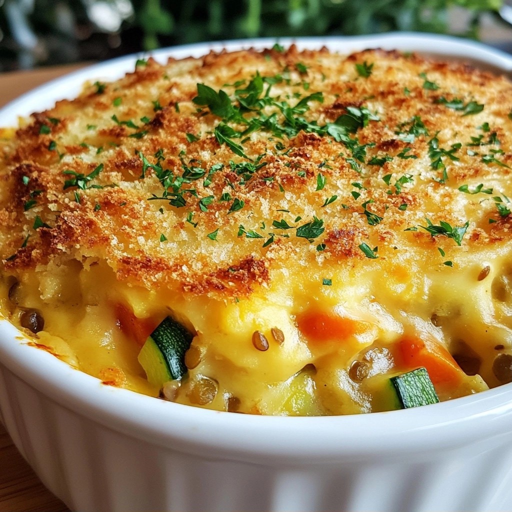 Hearty Cheesy Lentil and Vegetable Casserole Delight