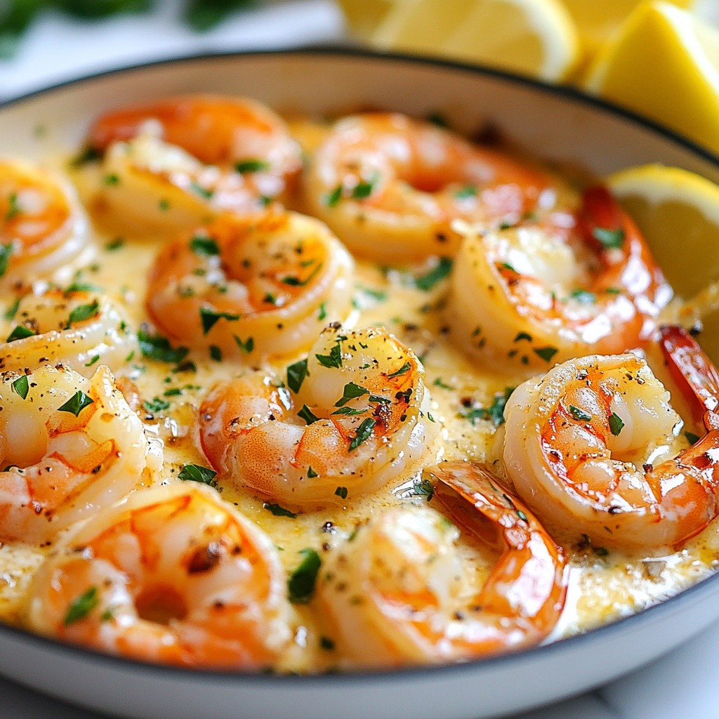 Cheesy Garlic Butter Shrimp Skillet Delight
