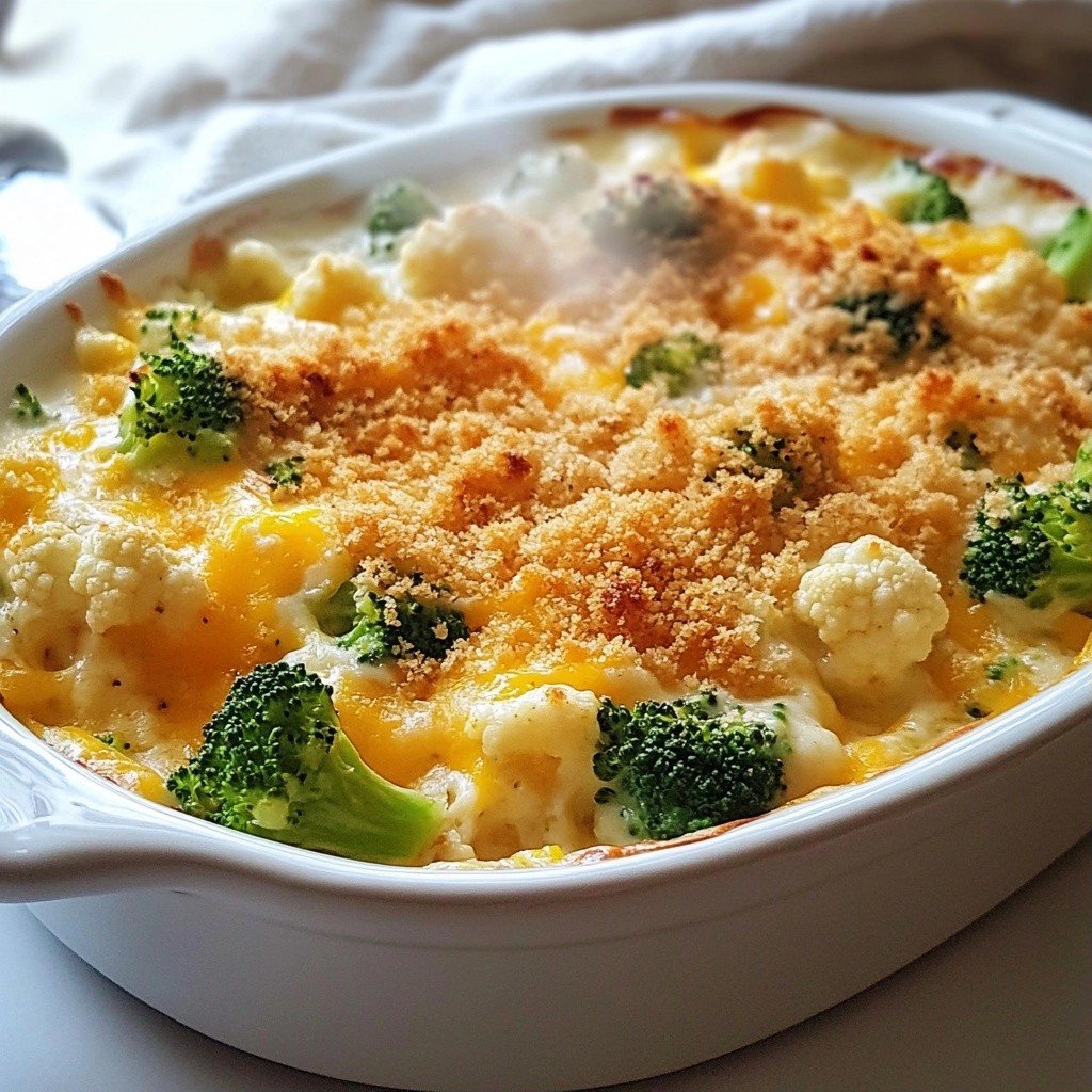 Cheesy Broccoli and Cauliflower Casserole Delight