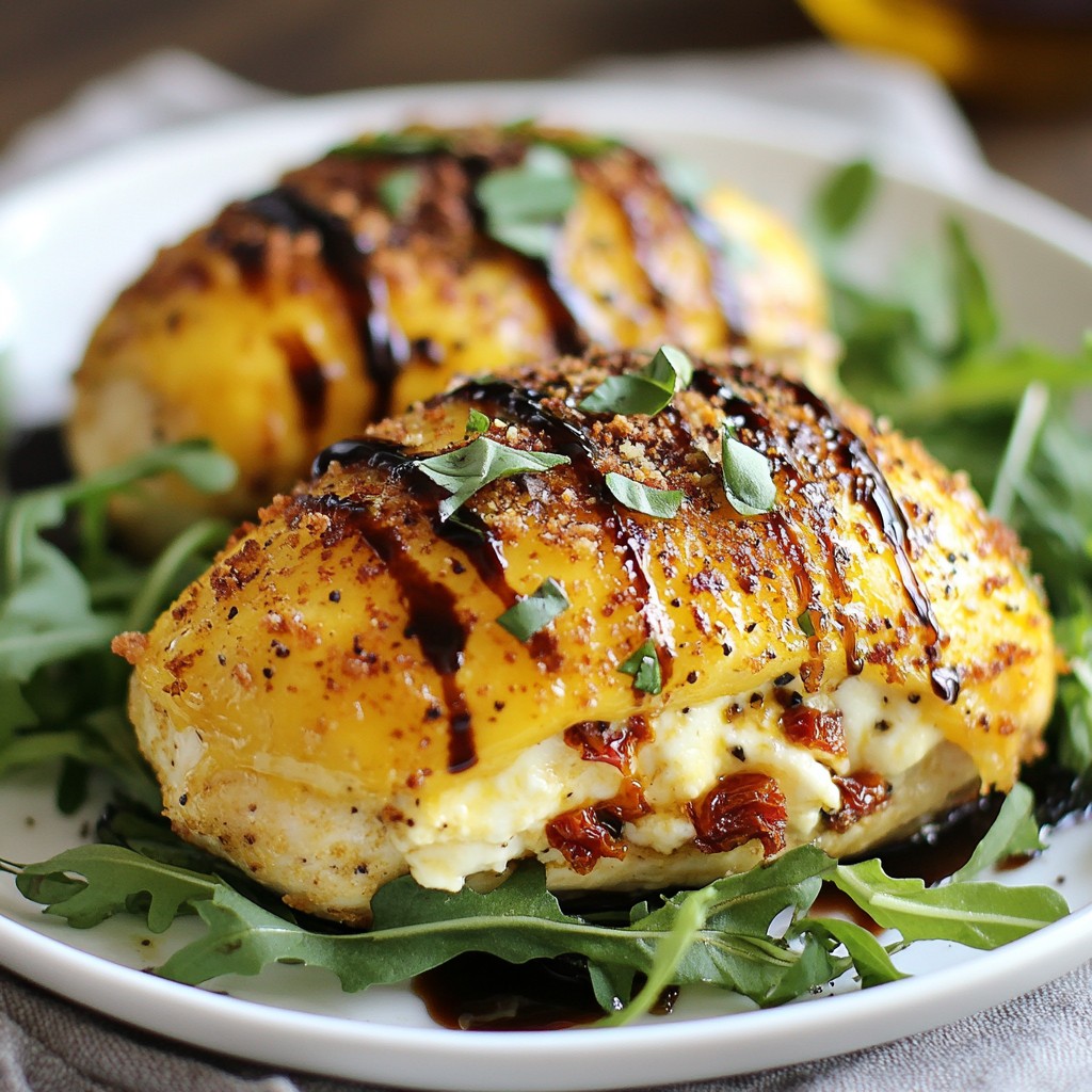 Cheese-Stuffed Chicken with Sun-Dried Tomatoes Dish