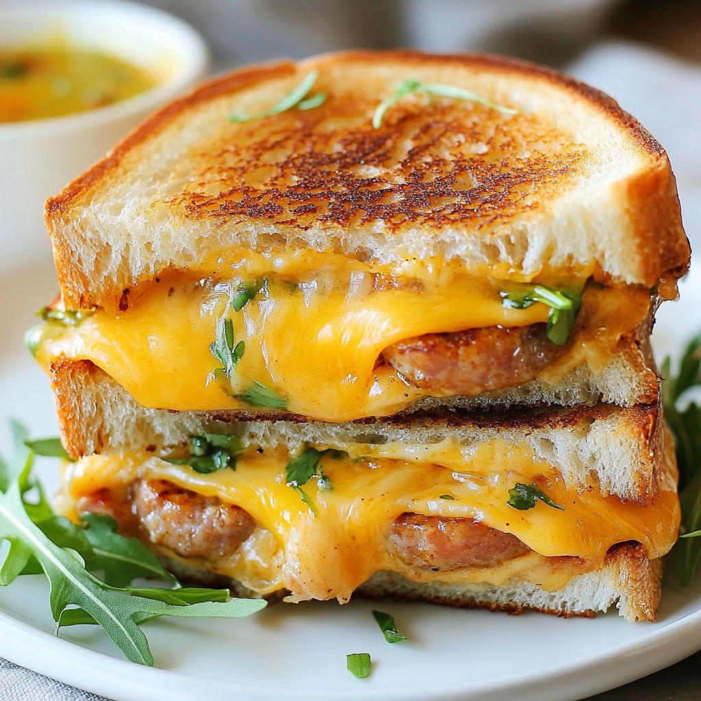 Spicy Cheddar and Chicken Sausage Grilled Cheese Delight