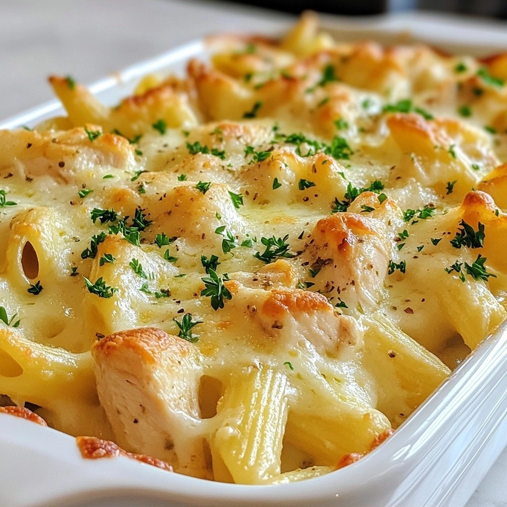 Creamy Cheese Herb Chicken Alfredo Bake Delight