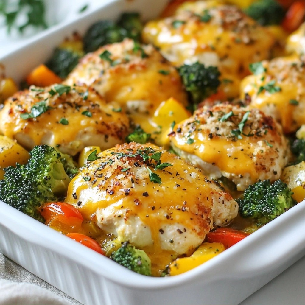 Herb-Crusted Cheesy Chicken and Veggie Bake Delight