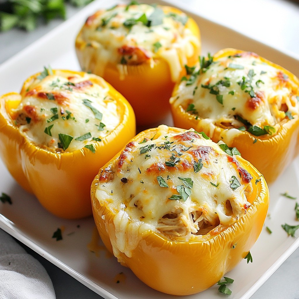 Creamy Cheese Herb Chicken Stuffed Peppers Delight