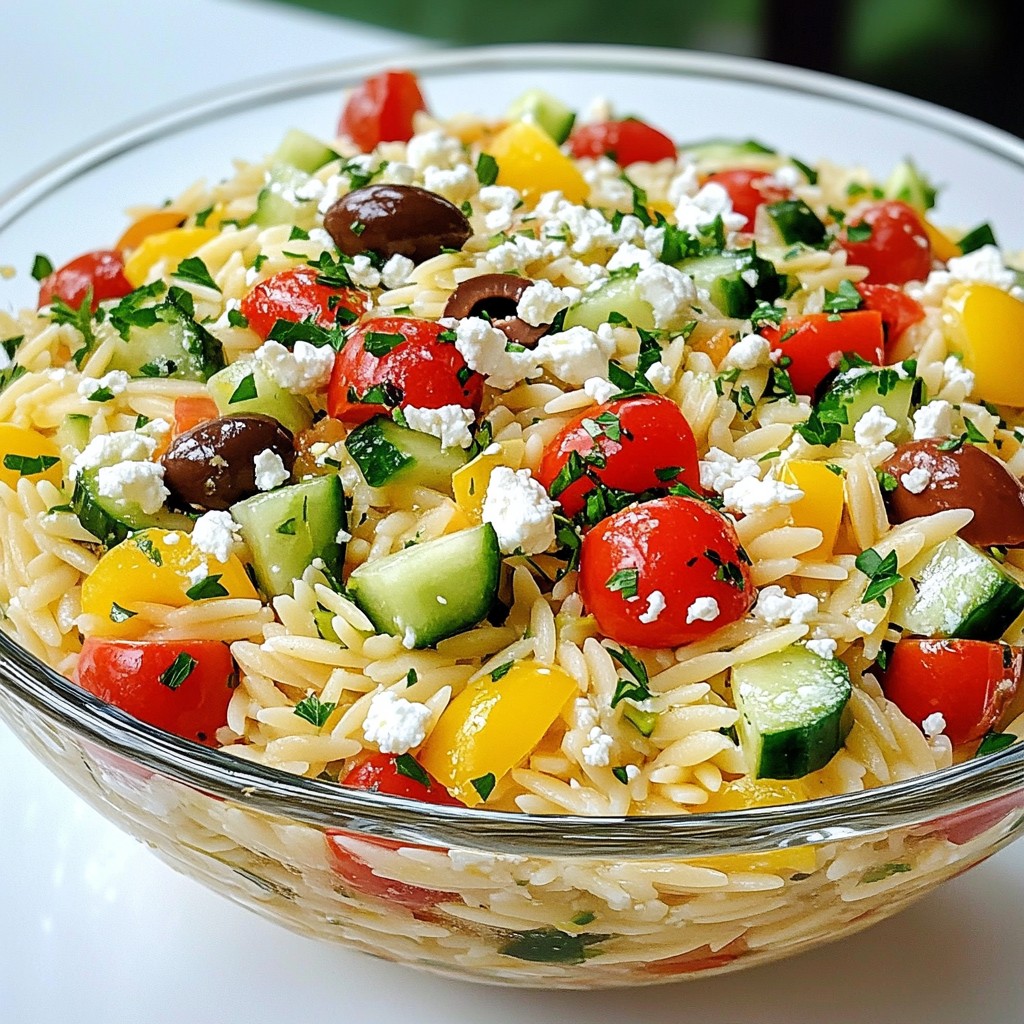 Greek Orzo Pasta Salad Fresh and Flavorful Dish