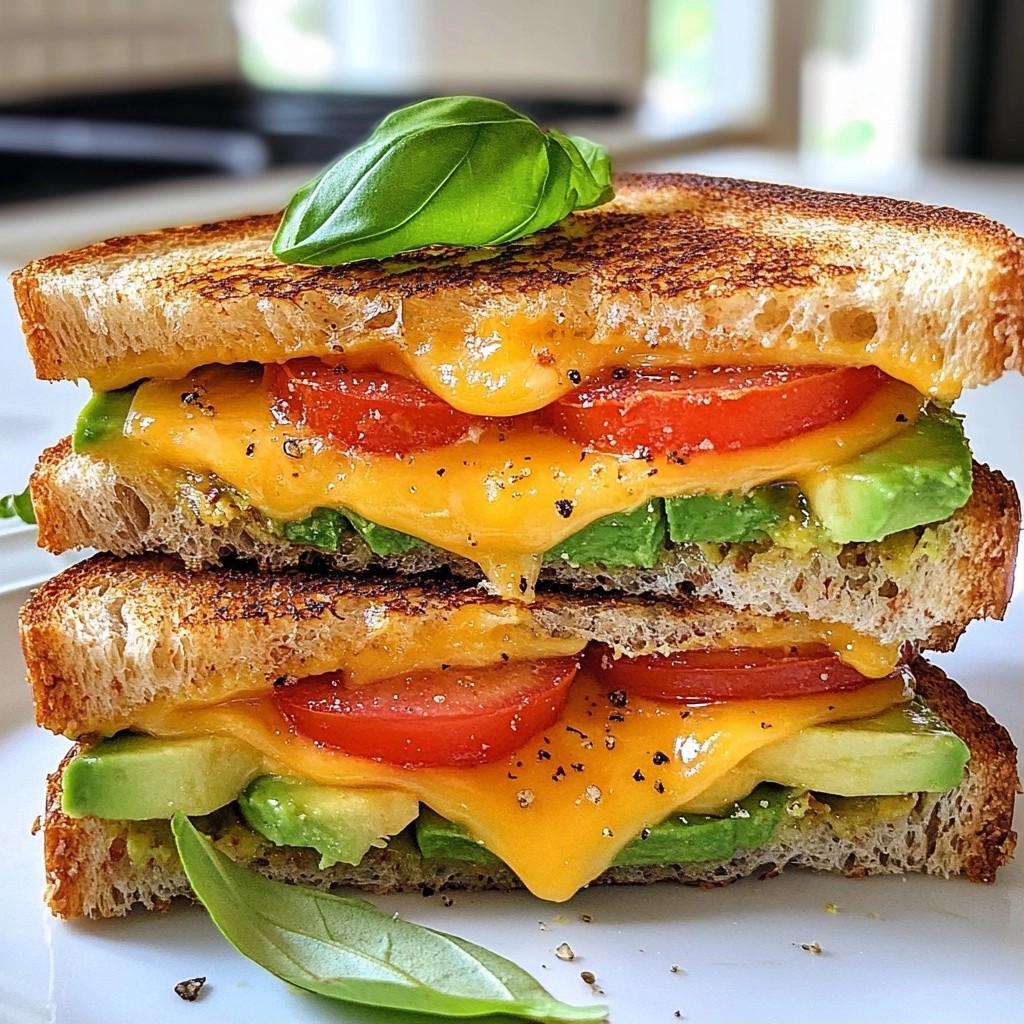 Savory Grilled Cheese with Avocado and Tomato Delight