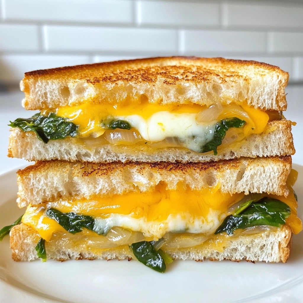Gooey Grilled Cheese with Sautéed Spinach Delight