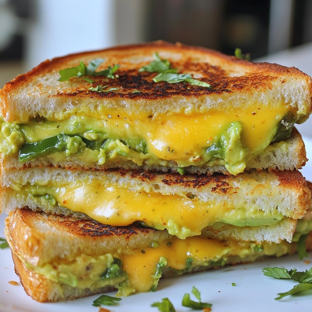 Spicy Cheesy Avocado Grilled Cheese Melt Delight