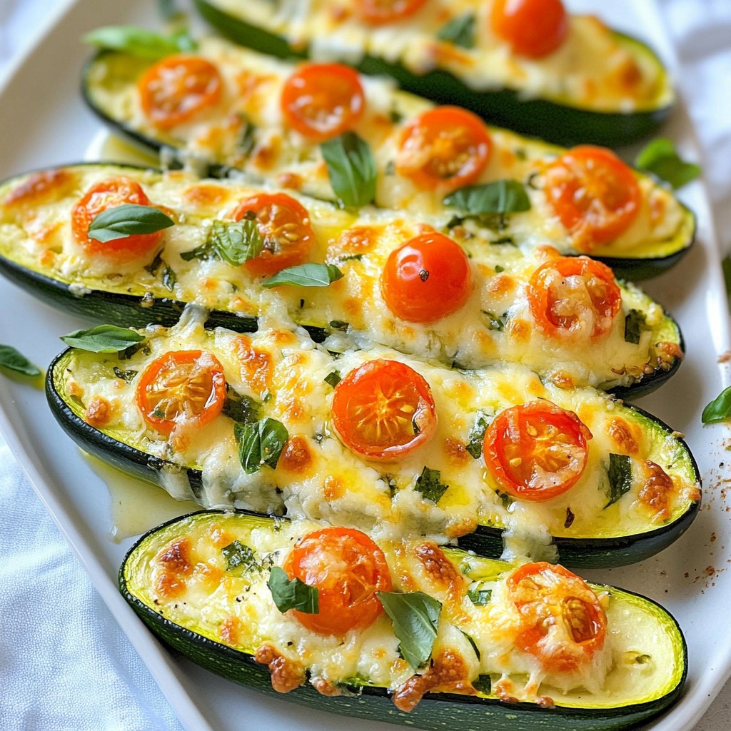 Savory Cheesy Herb-Stuffed Zucchini Boats Recipe