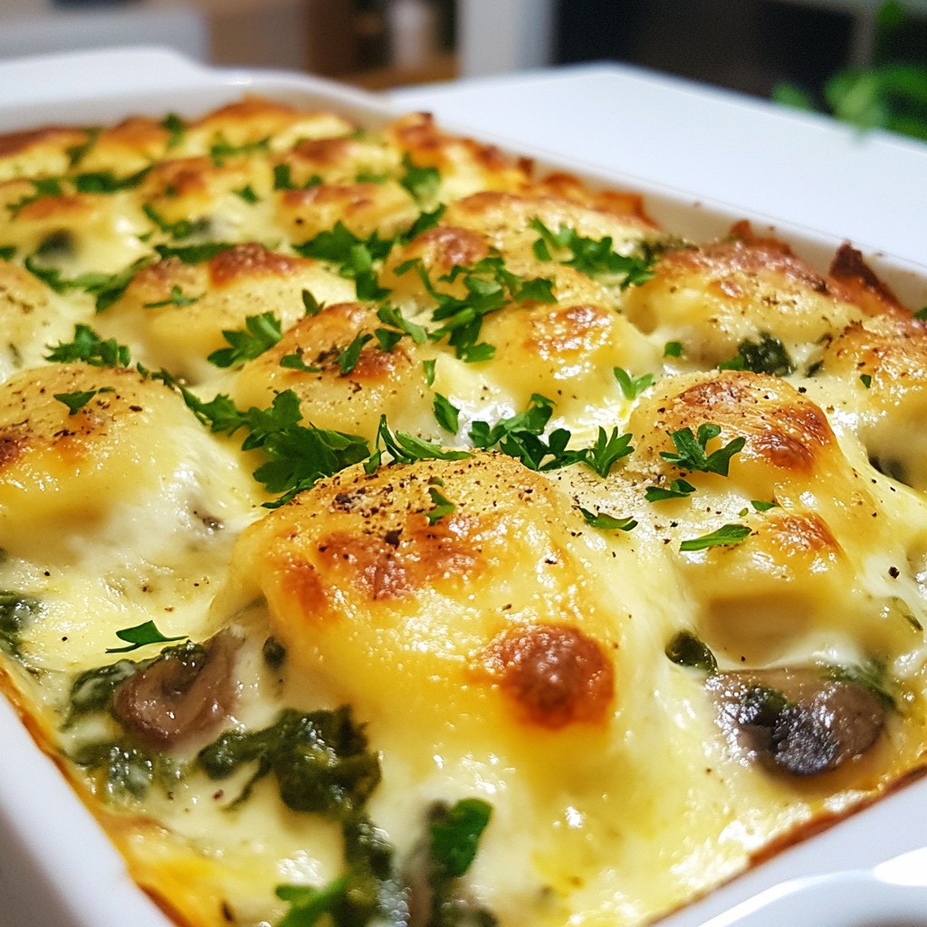 Creamy Cheesy Spinach Mushroom Bake Easy and Delicious