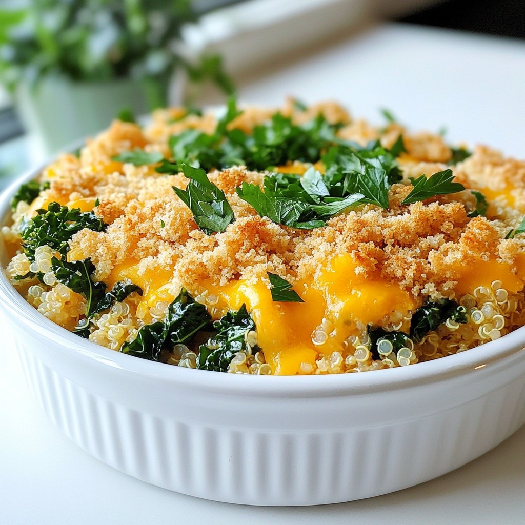 Hearty Cheesy Quinoa and Kale Casserole Delight