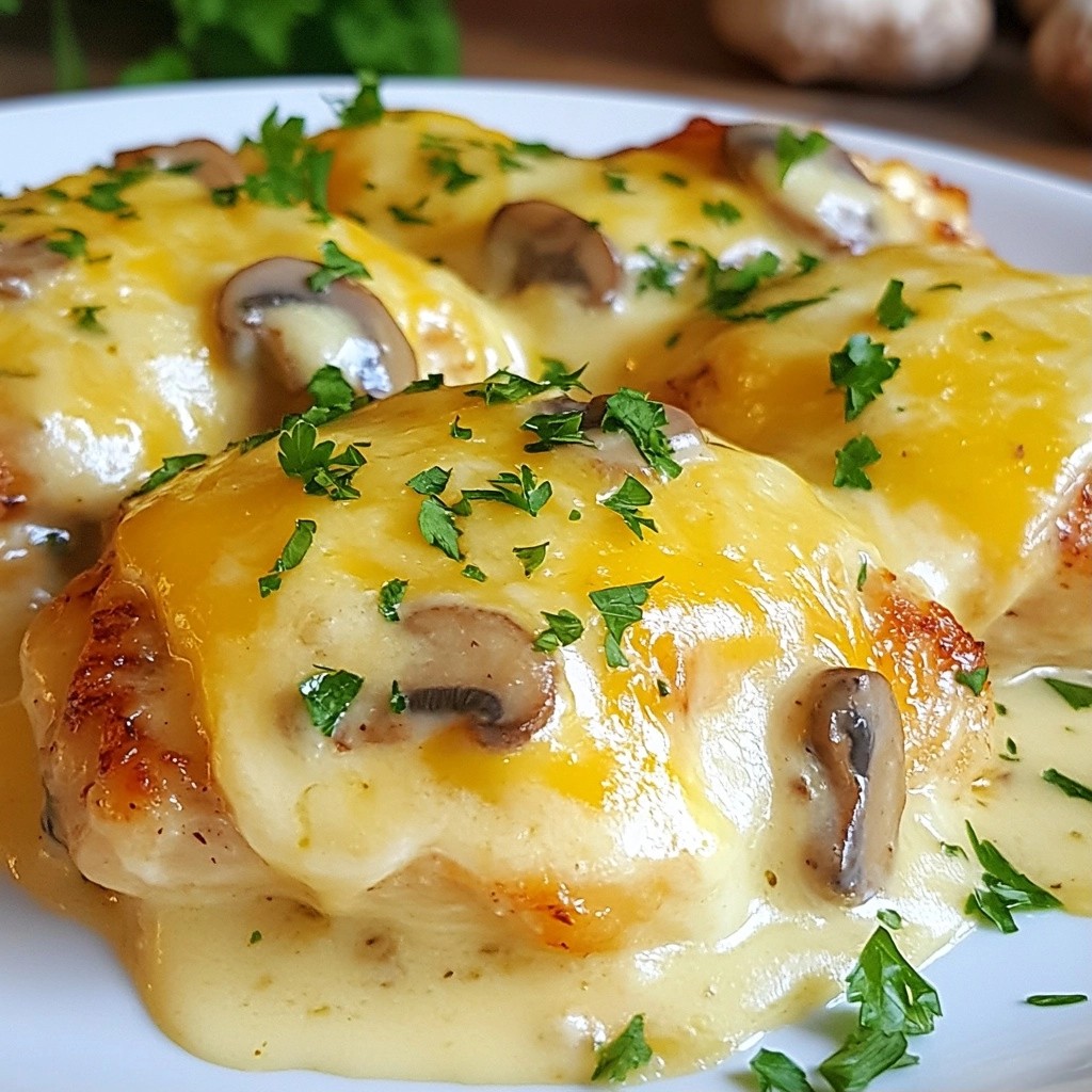 Creamy Mushroom and Cheese Chicken Bake Delight