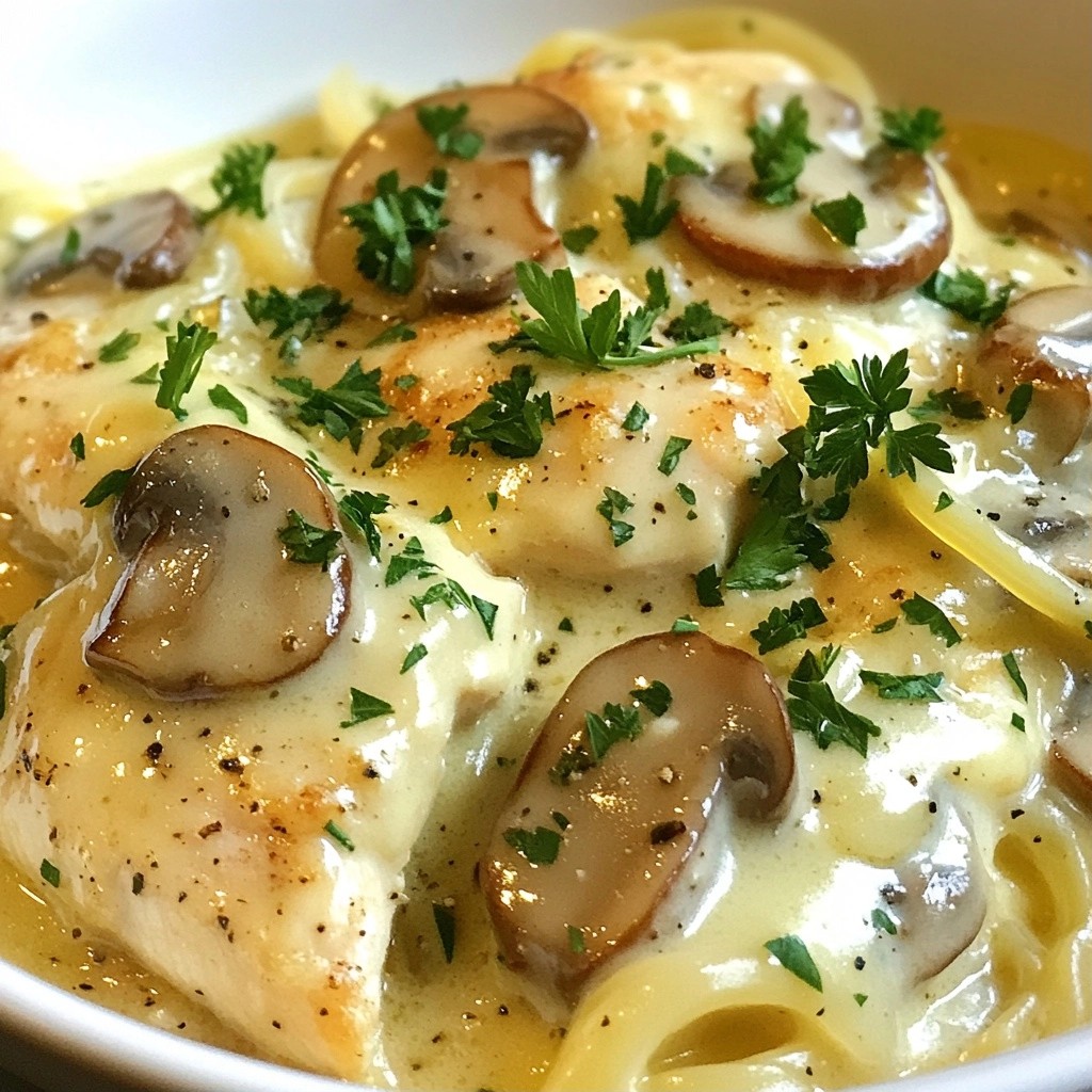 Rich Cheesy Mushroom and Chicken Skillet Delight