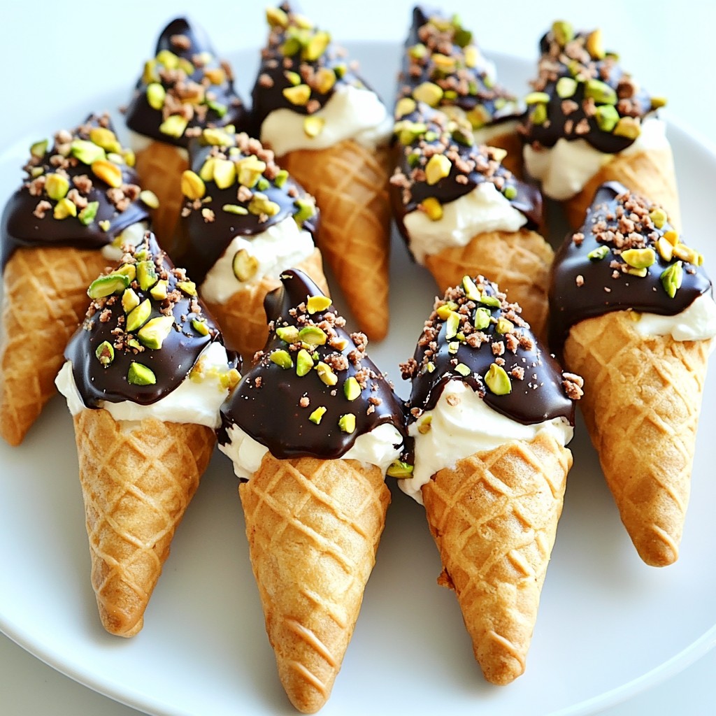 Chocolate Dipped Cannoli Cones Delightful Dessert Treat