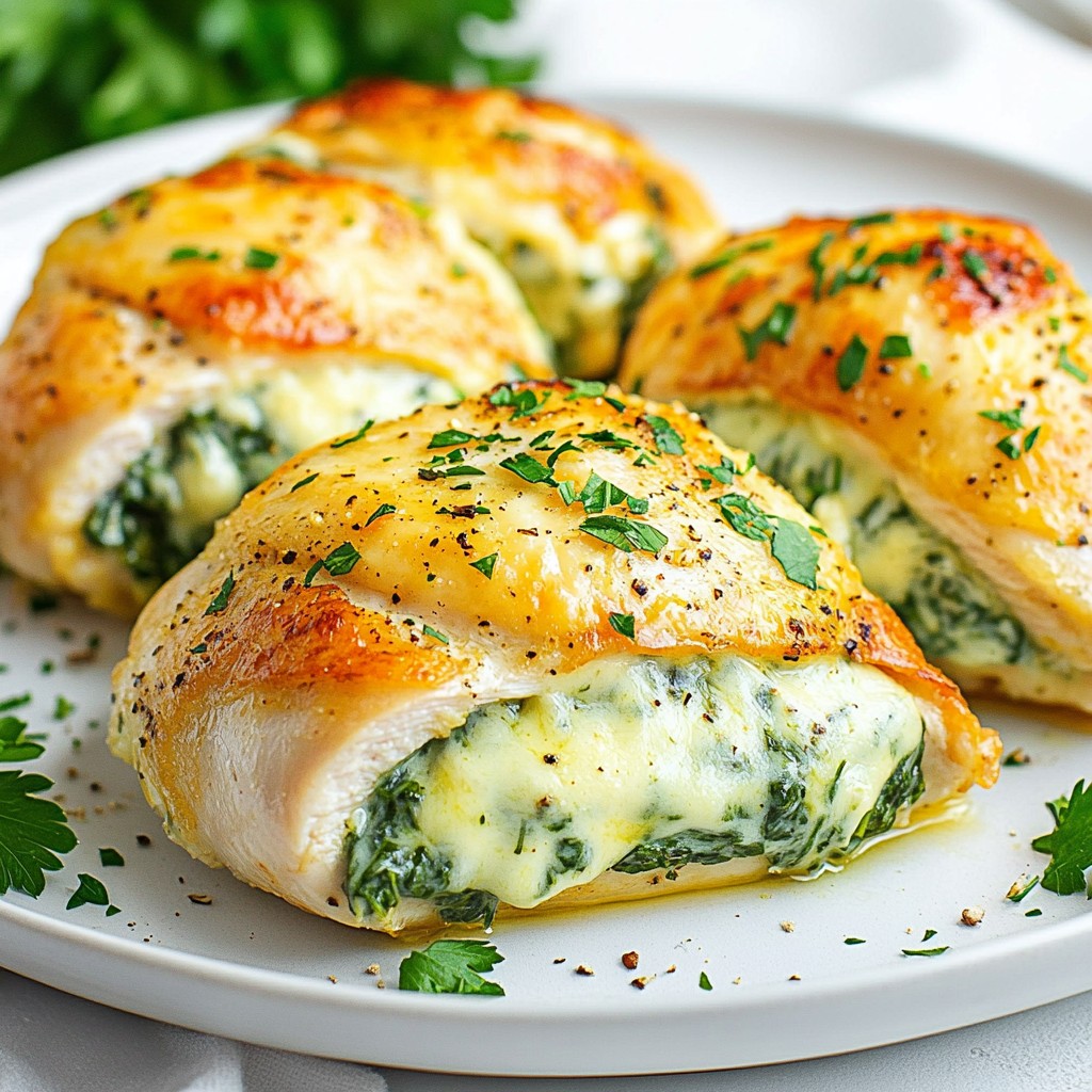 Creamy Cheese Spinach Stuffed Chicken Delight