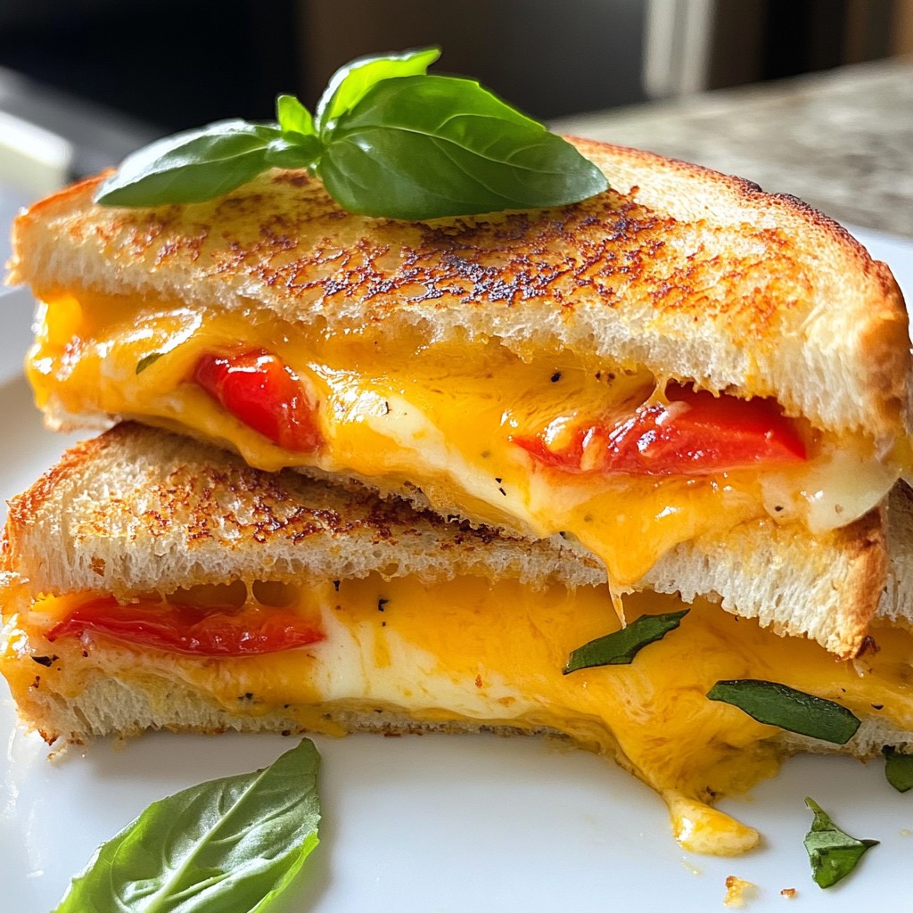 Gooey Grilled Cheese with Roasted Red Peppers Delight