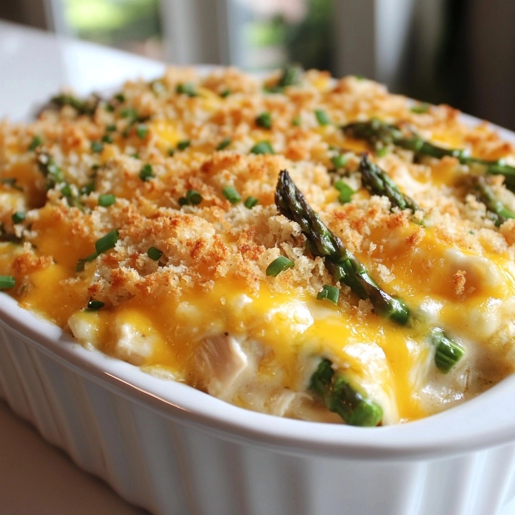 Cheesy Chicken and Asparagus Casserole Delight