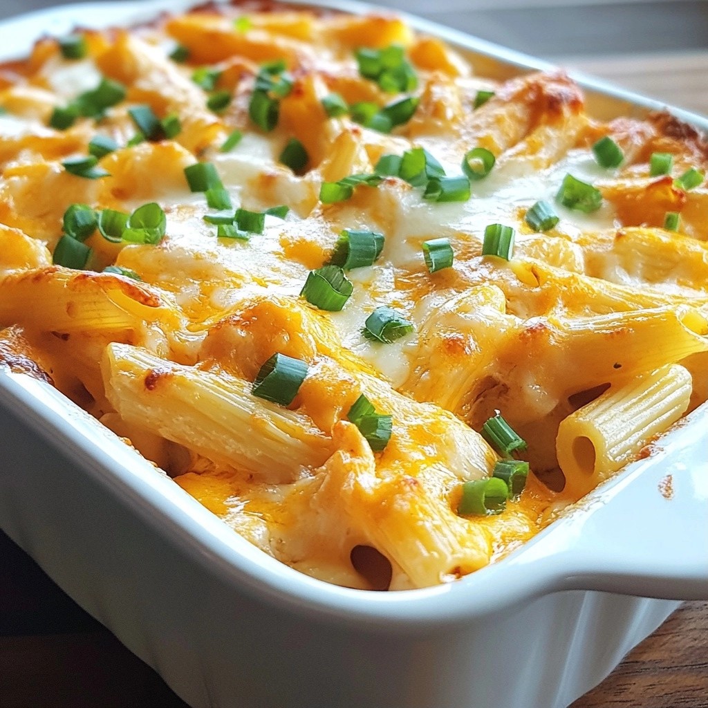 Creamy Cheesy Buffalo Chicken Pasta Bake Delight