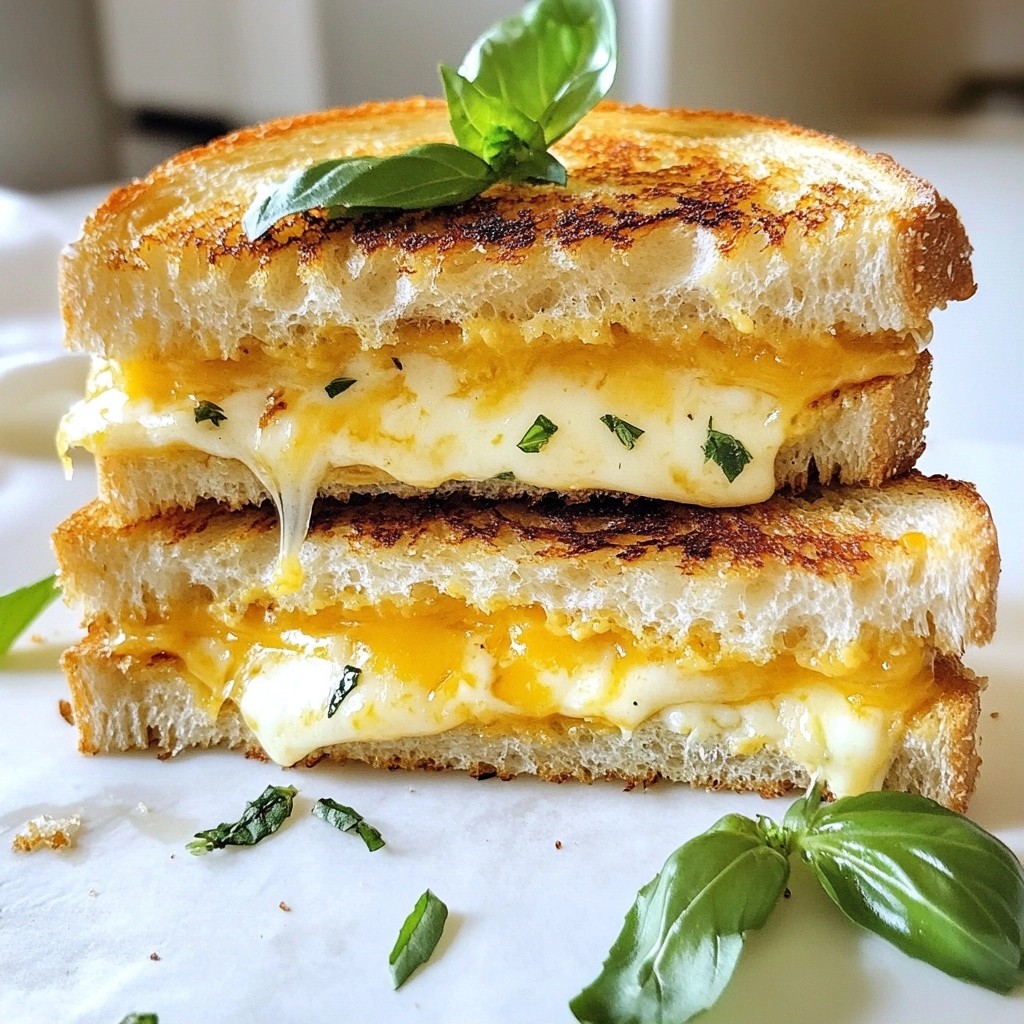 Gooey Cheddar and Roasted Garlic Grilled Cheese Delight