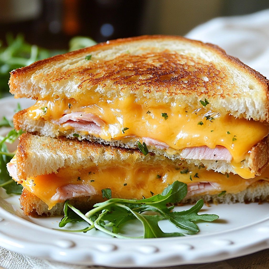 Gooey Cheddar and Turkey Ham Grilled Cheese Delight