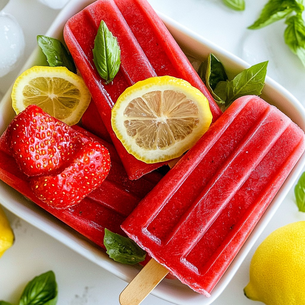 Strawberry Basil Lemonade Popsicles Refreshing Treat