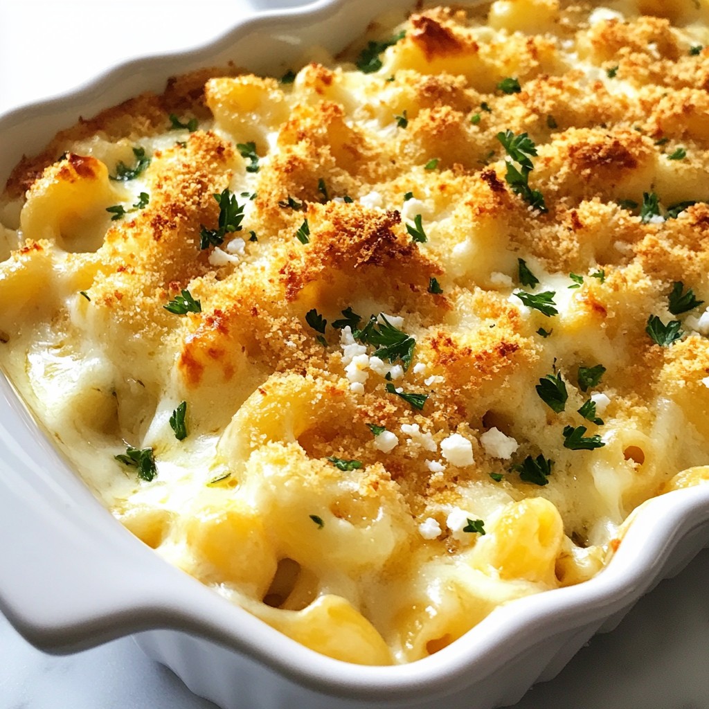 Classic Baked Three Cheese Mac and Cheese Delight
