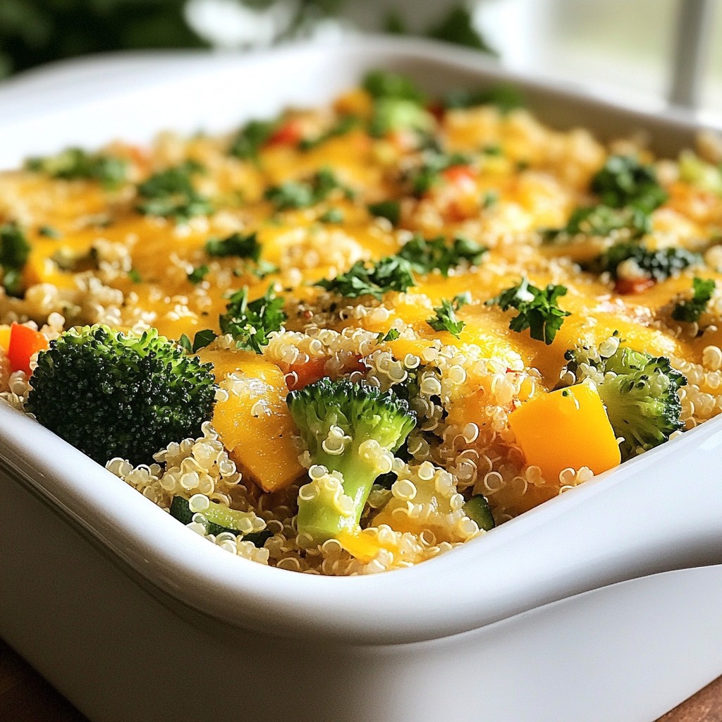 Vegetable Loaded Cheesy Quinoa Casserole Delight