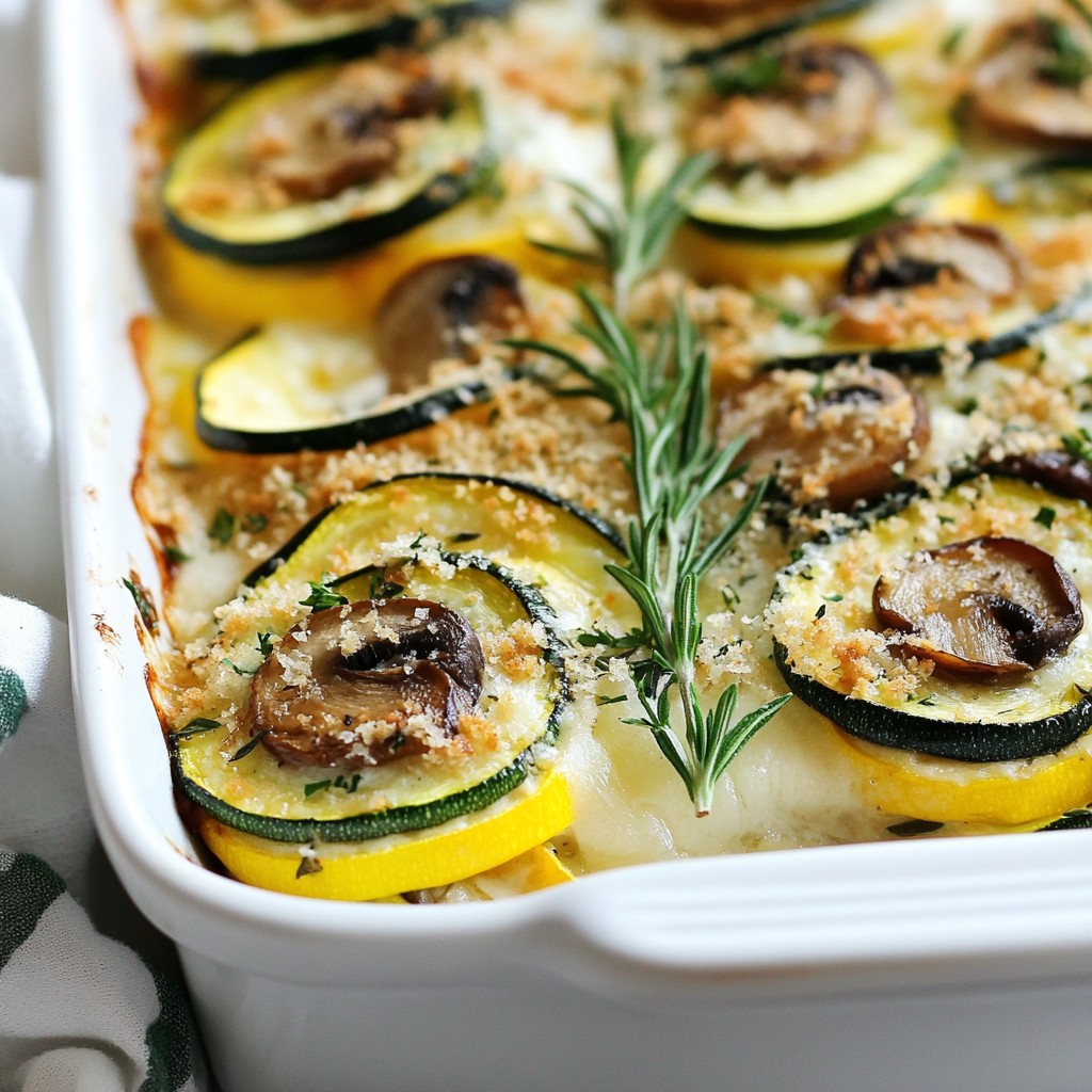 Cheesy Zucchini and Mushroom Casserole Simple Recipe