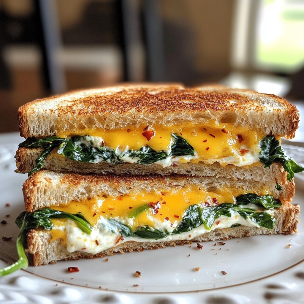 Crispy Cheddar and Spinach Grilled Cheese Delight