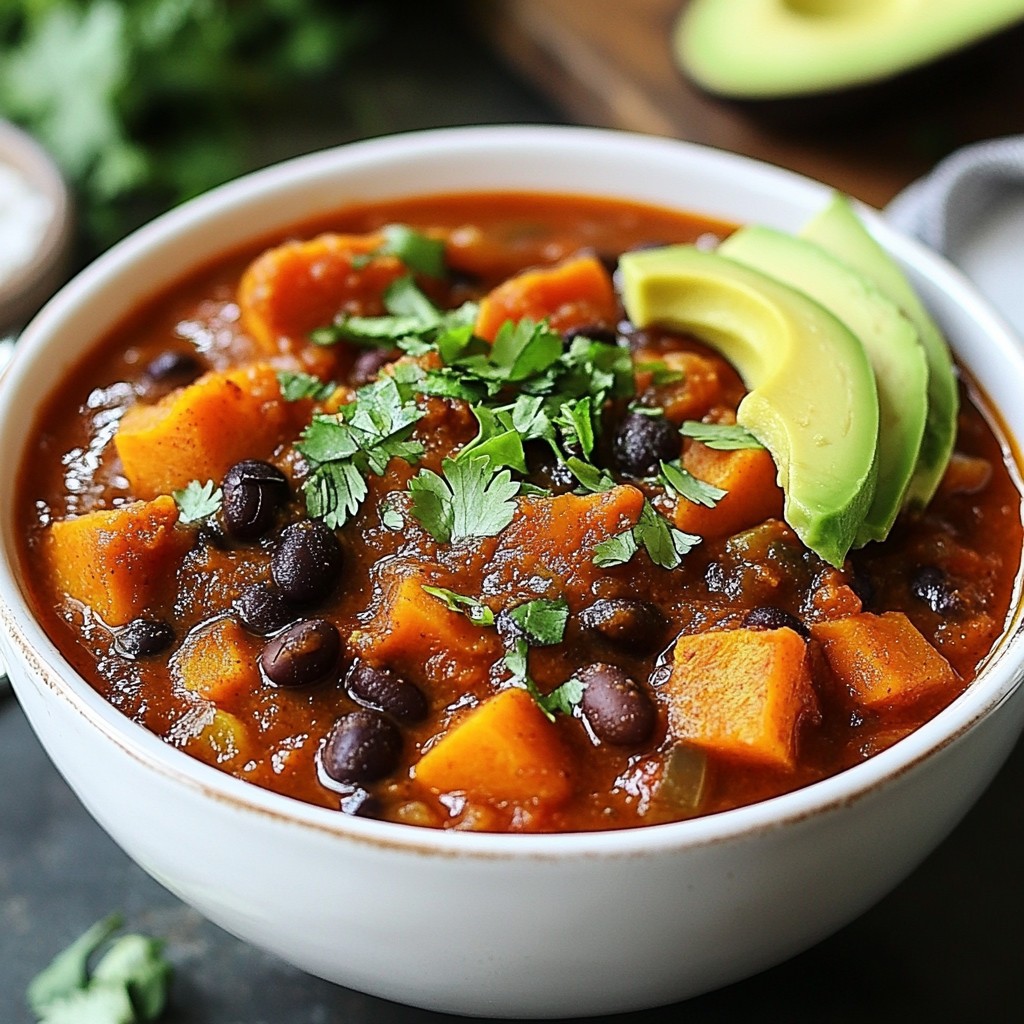 Vegan Sweet Potato Black Bean Chili Flavorful Dish