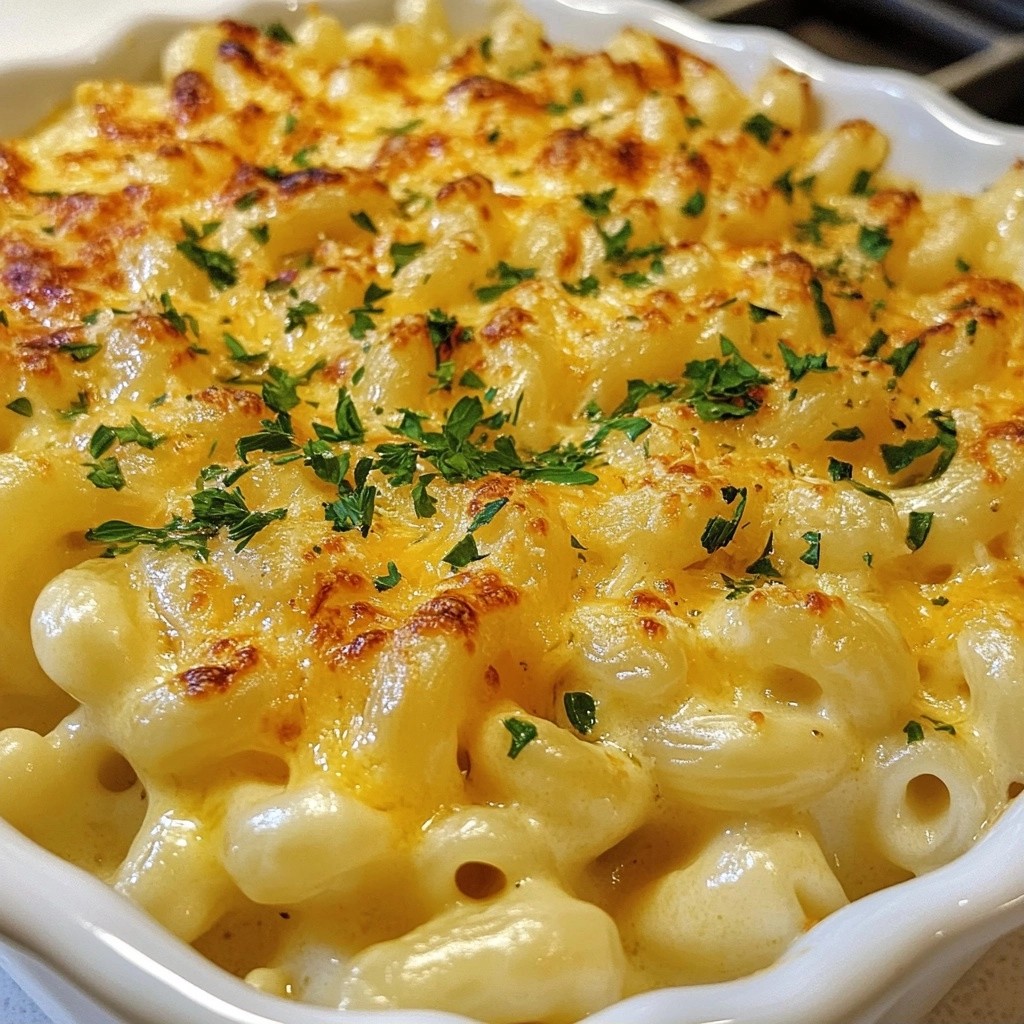 Garlic Herb Parmesan Mac and Cheese Comfort Dish