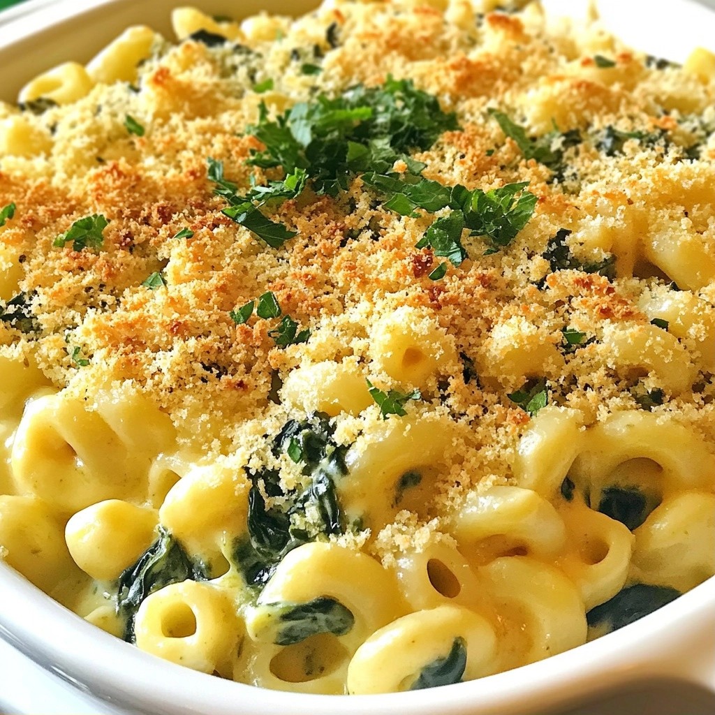 Creamy Cheesy Spinach and Garlic Mac and Cheese Dish